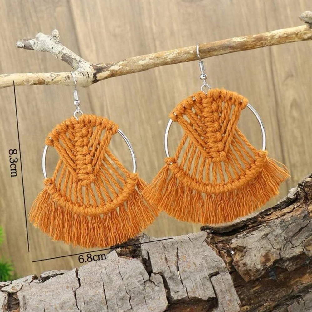 Orange braided earrings